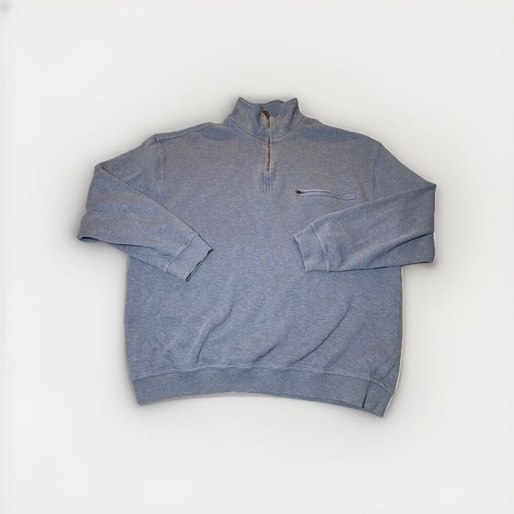 Pendleton Quarter Zip Sweatshirt Mens XL Blue Pullover Cotton Chest Zip Pocket
